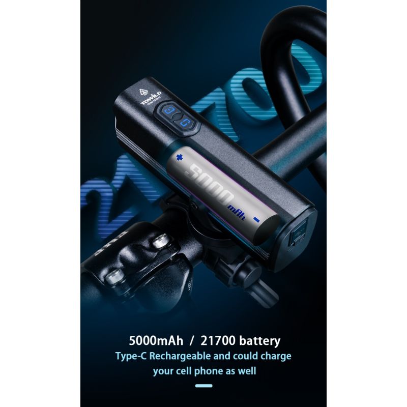 TOWILD DLite 1800 USB recargable bicicleta luz delantera lámpara LED 21700 5000mAh bicicleta luz impermeable bicicleta faro
