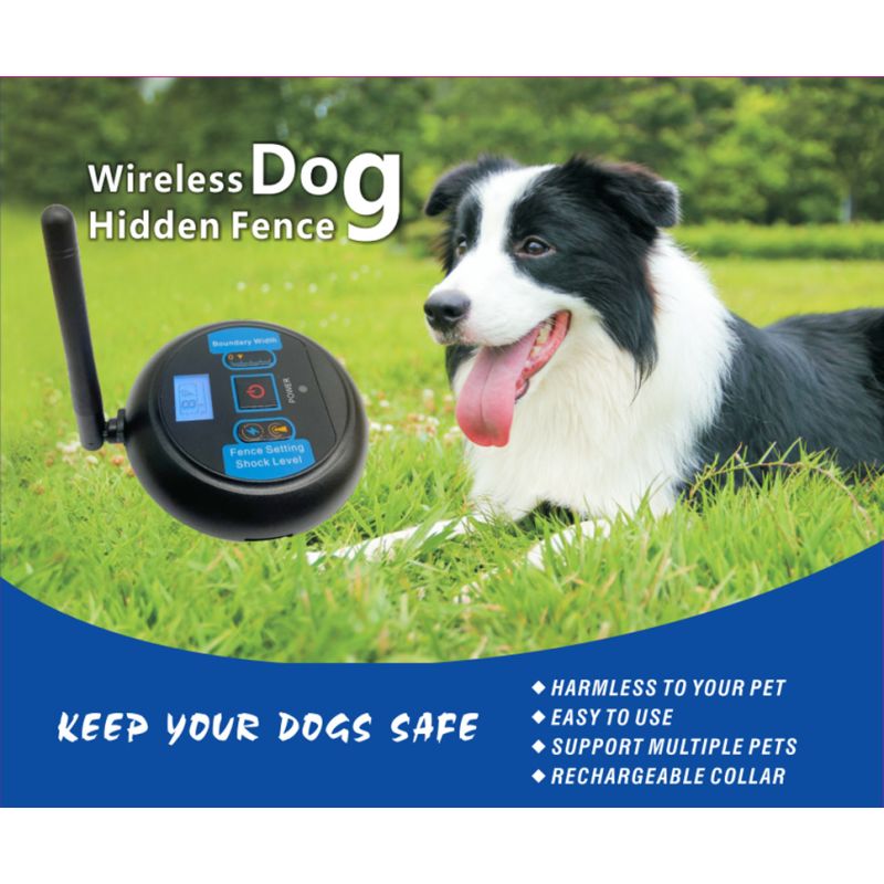Sistema inalámbrico de valla eléctrica para perros, collar de entrenamiento impermeable recargable, valla eléctrica inalámbrica para perros y mascotas