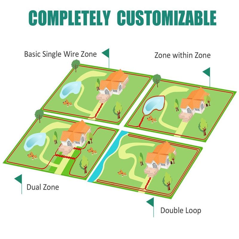 Sistema inalámbrico de valla eléctrica para perros, collar de entrenamiento impermeable recargable, valla eléctrica inalámbrica para perros y mascotas