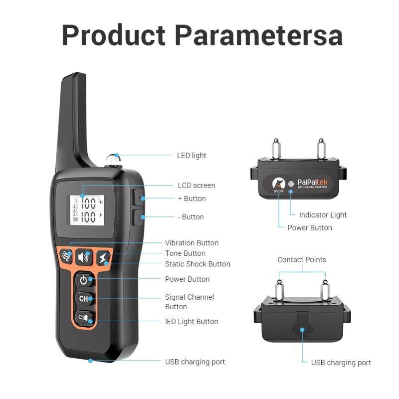 Collar de entrenamiento eléctrico para perros de 1000m, Collar de entrenamiento con Control remoto para mascotas, Collar recargable para Control de ladridos de perros, Collar de parada de choque