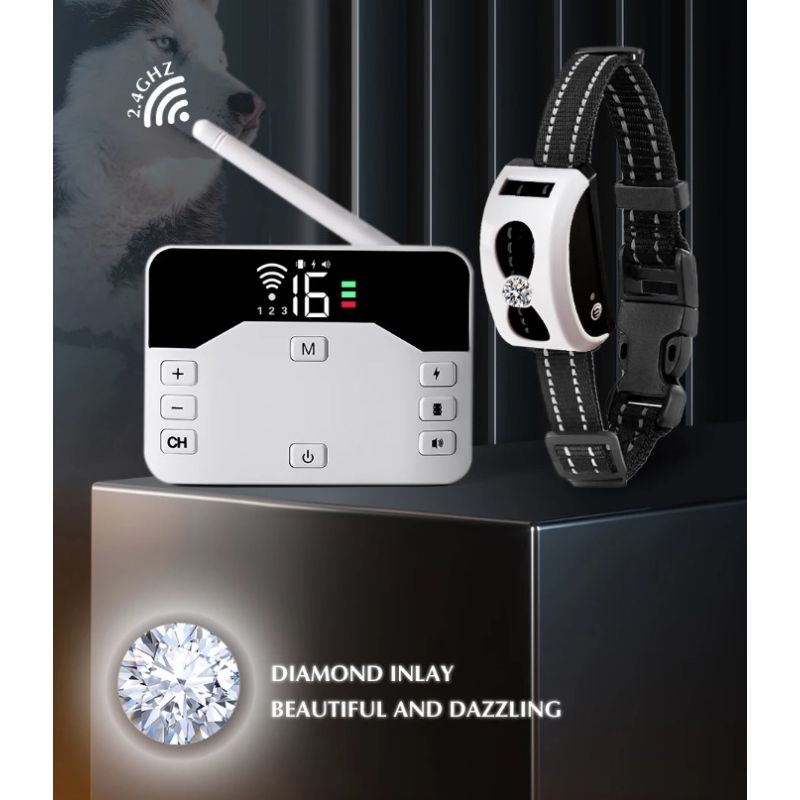 Sistema inalámbrico de cerca electrónica para perros y Collar de entrenamiento remoto, pitido, vibración de choque y contención de mascotas para cachorros de todos los tamaños