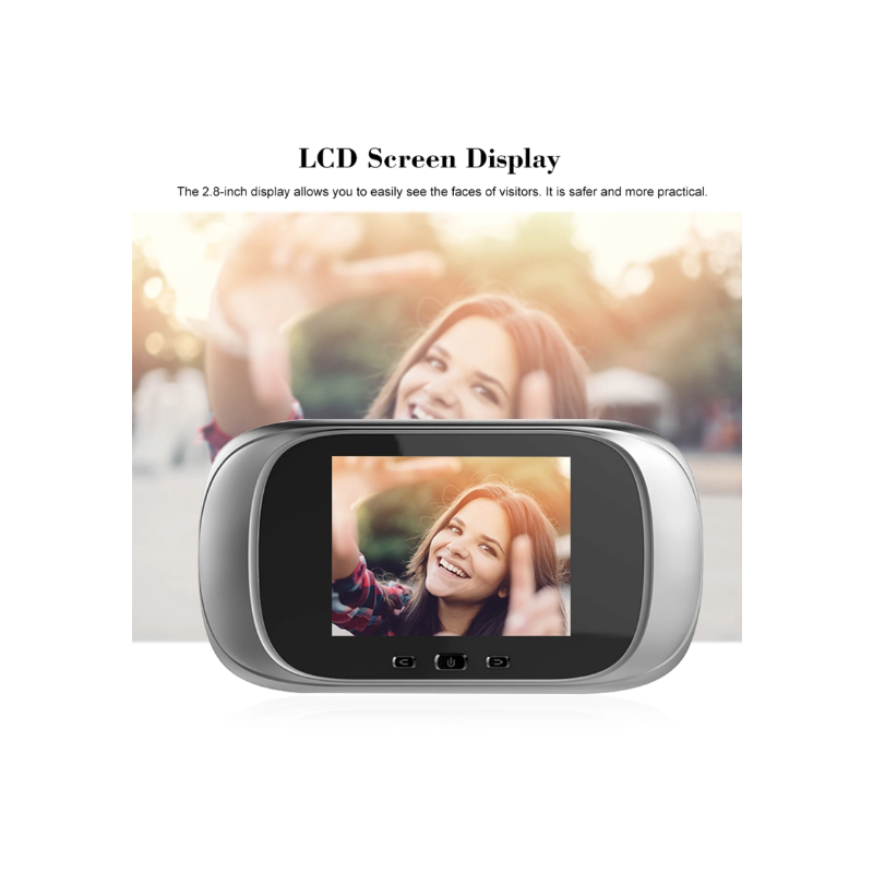 Mirilla digital para puerta, timbre con cámara, visión nocturna de 2,8 pulgadas, sesión de fotos, monitoreo digital de puerta para seguridad del hogar