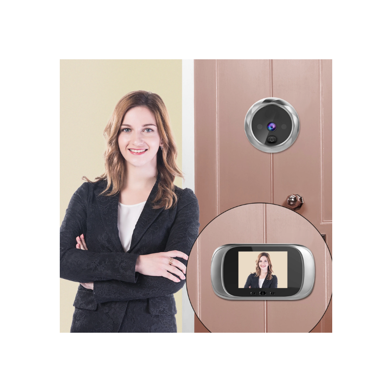 Mirilla digital para puerta, timbre con cámara, visión nocturna de 2,8 pulgadas, sesión de fotos, monitoreo digital de puerta para seguridad del hogar