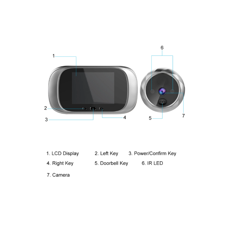 Mirilla digital para puerta, timbre con cámara, visión nocturna de 2,8 pulgadas, sesión de fotos, monitoreo digital de puerta para seguridad del hogar