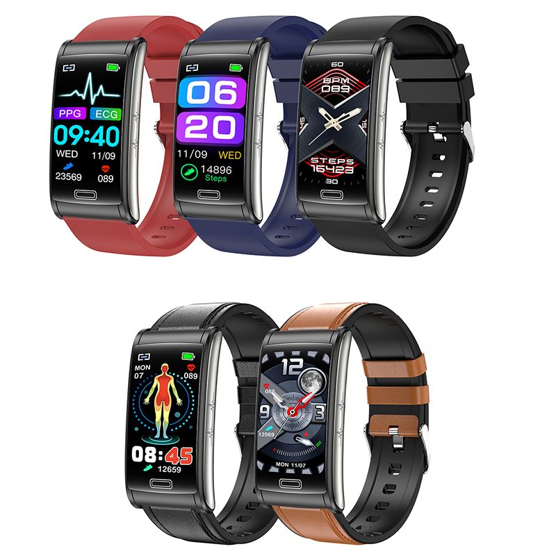 Reloj inteligente E600 ECG para hombres, no invasivo, glucosa en sangre, frecuencia cardíaca, Monitor de presión arterial, pasos deportivos, reloj inteligente para mujeres