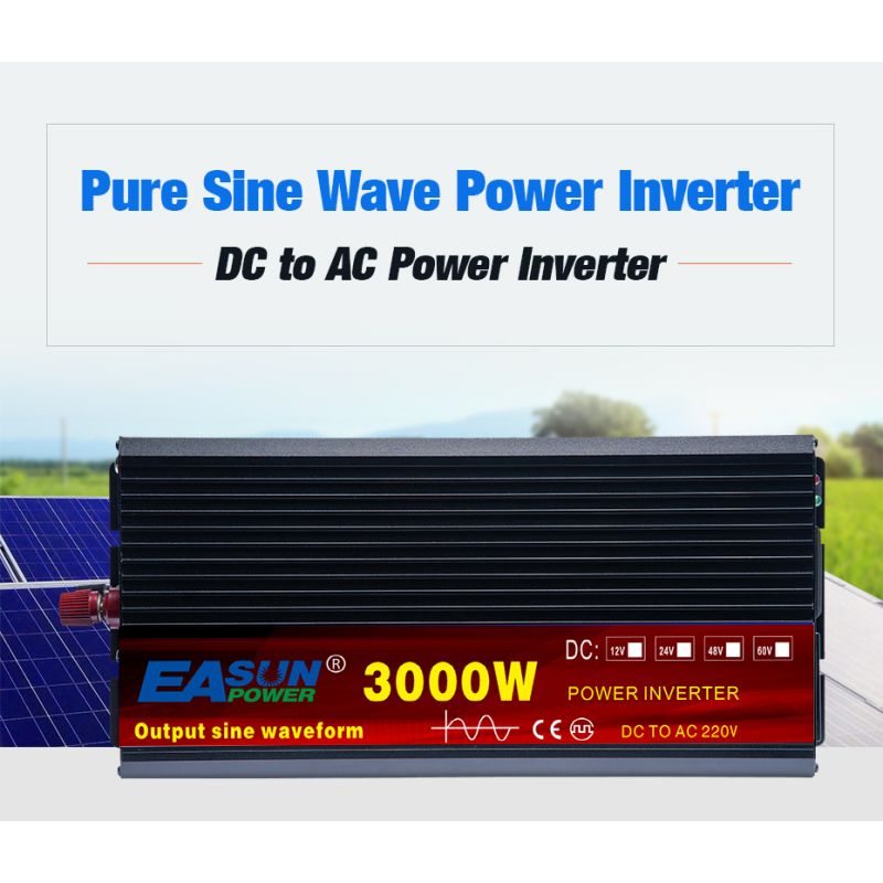 Inversor de corriente de onda sinusoidal pura EASUN 2000W 3000W 4000W 5000W 12V 24V 220V Transformador de voltaje DC 12V a AC 230V Convertidor