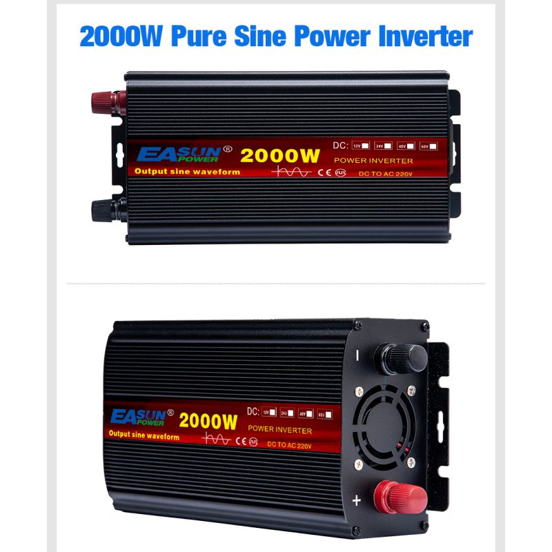 Inversor de corriente de onda sinusoidal pura EASUN 2000W 3000W 4000W 5000W 12V 24V 220V Transformador de voltaje DC 12V a AC 230V Convertidor