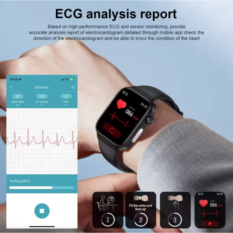 ET585 ECG+PPG AI Health Diagnose Smart Watch Men Women Clock Blood Lipid BP Uric Acid Heart rate 