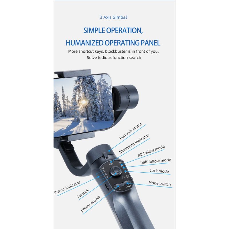 Estabilizador F10 pro Estabilizador de cardán para teléfono de 3 ejes