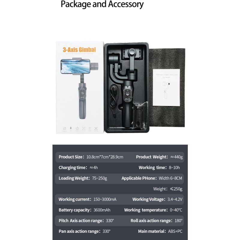 Estabilizador F10 pro Estabilizador de cardán para teléfono de 3 ejes