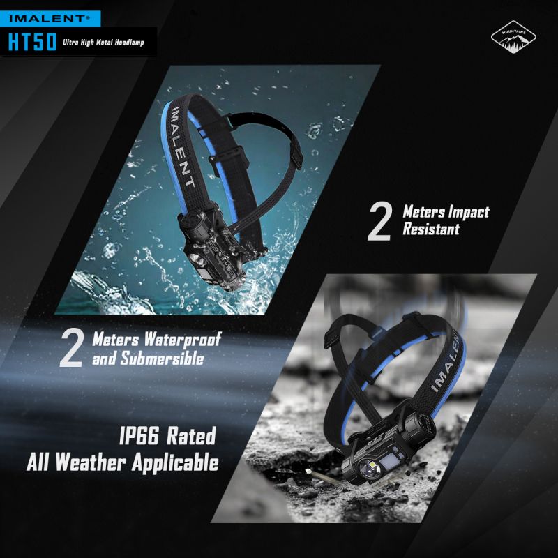 Linterna frontal con dos fuentes de luz LED IMALENT HT50