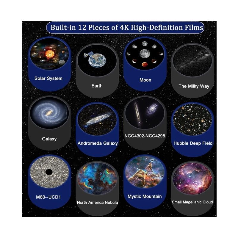 Luz nocturna Proyector de galaxia Proyector de cielo estrellado Lámpara de planetario giratoria de 360 °