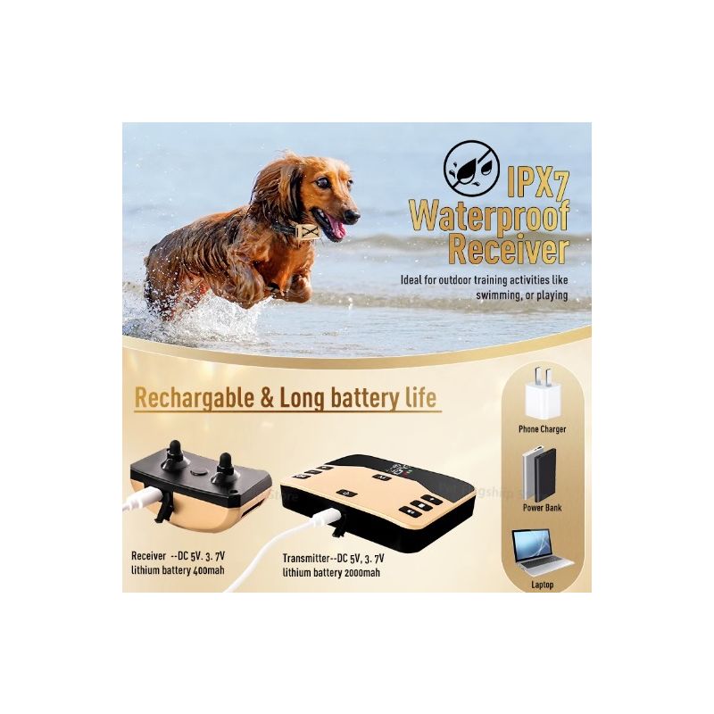 Cerca electrónica inalámbrica para mascotas y collar de entrenamiento para perros con descarga eléctrica