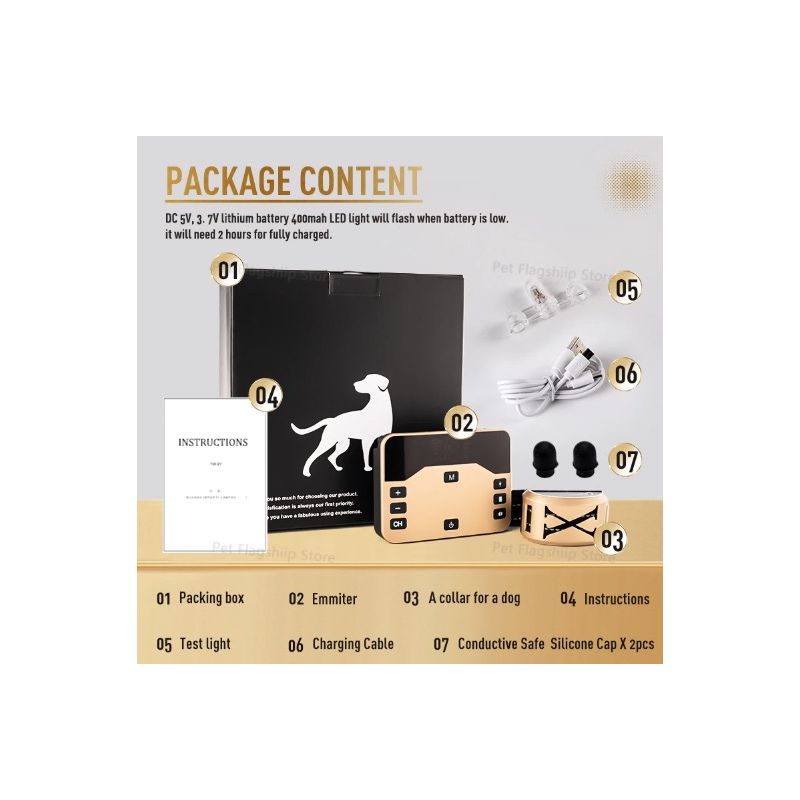 Cerca electrónica inalámbrica para mascotas y collar de entrenamiento para perros con descarga eléctrica