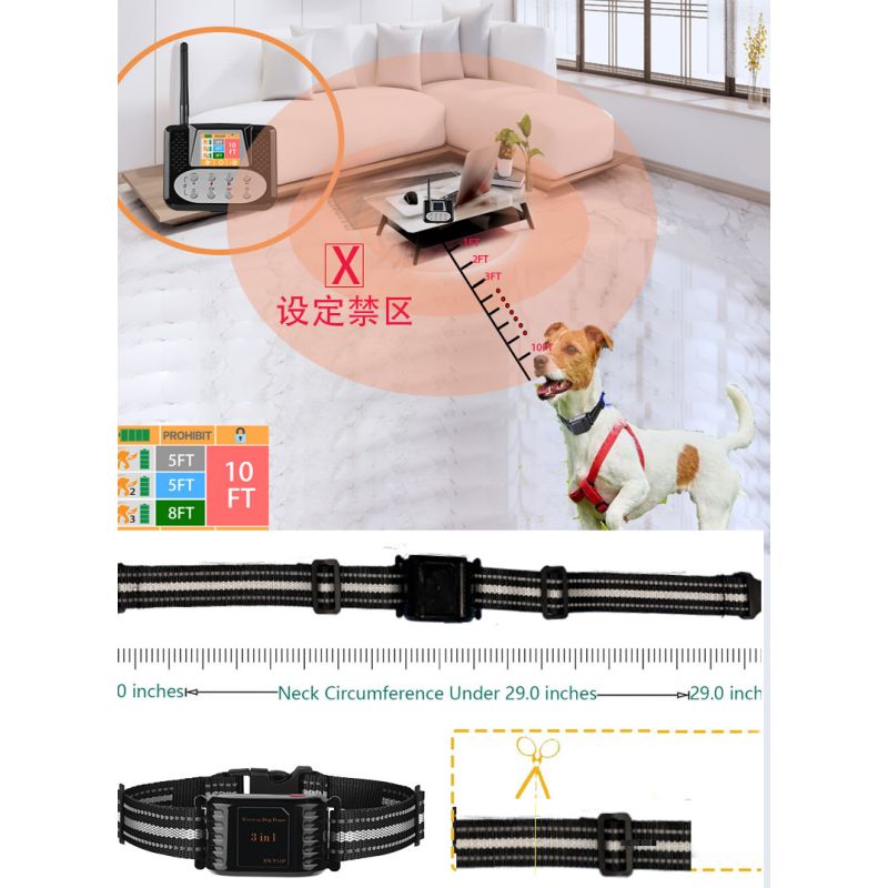 Sistema de cerca electrónica inalámbrica 3 en 1 para perros, radar electrónico, cerca ajustable con distancia precisa, área prohibida, dispositivo para dejar de ladrar y entrenar perros