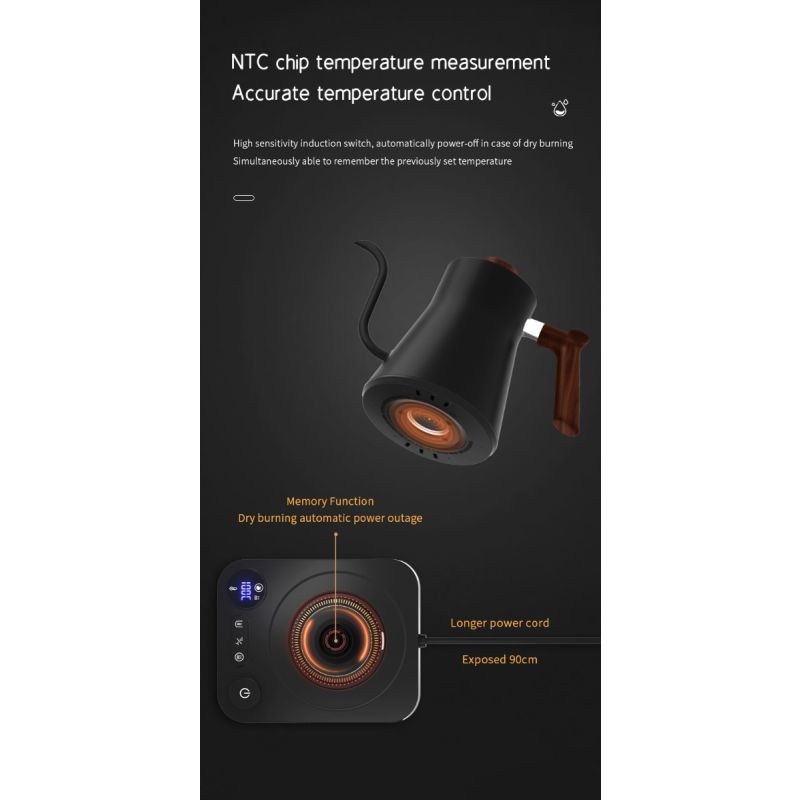Hervidor eléctrico con cuello de cisne, control de temperatura en tiempo real, caldera de agua caliente
