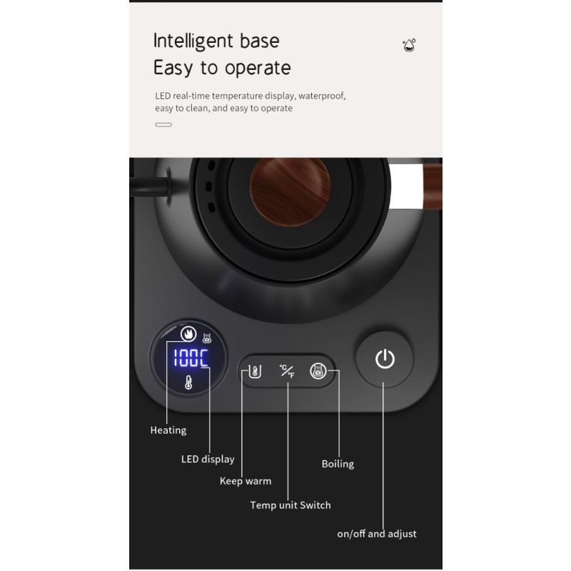 Hervidor eléctrico con cuello de cisne, control de temperatura en tiempo real, caldera de agua caliente