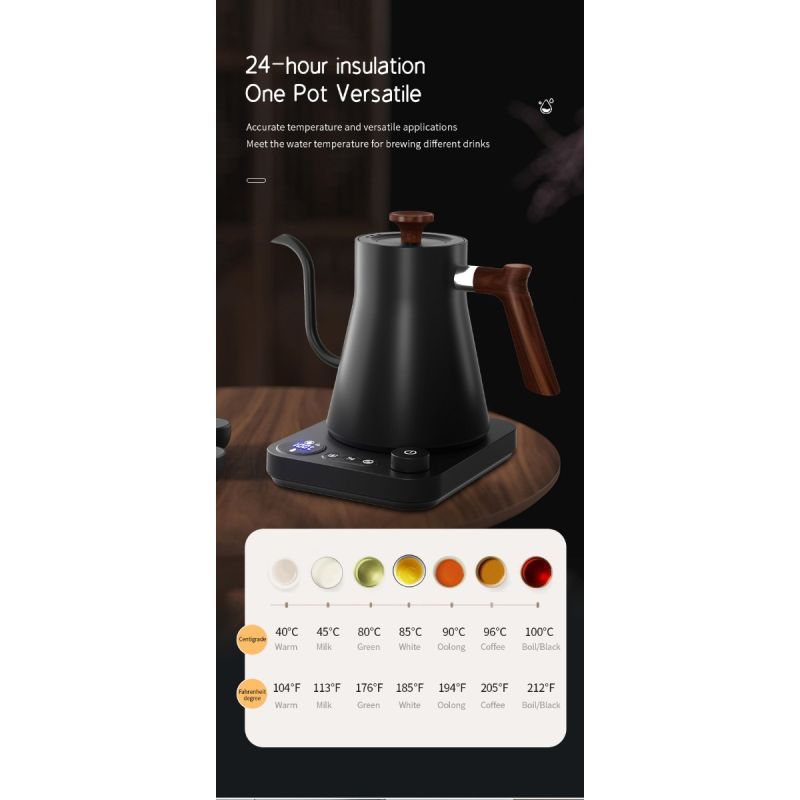 Hervidor eléctrico con cuello de cisne, control de temperatura en tiempo real, caldera de agua caliente