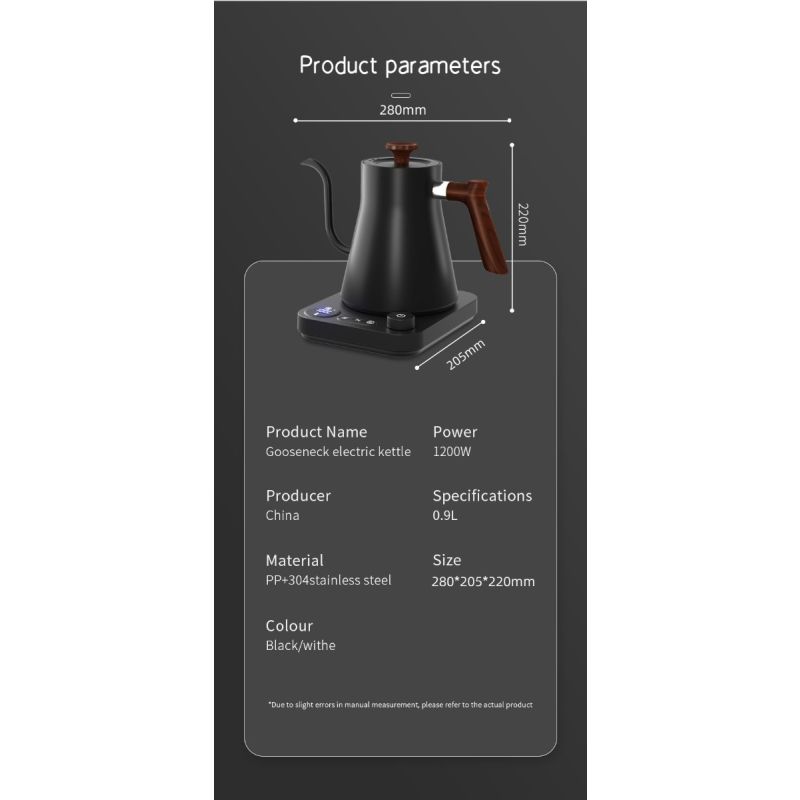 Hervidor eléctrico con cuello de cisne, control de temperatura en tiempo real, caldera de agua caliente