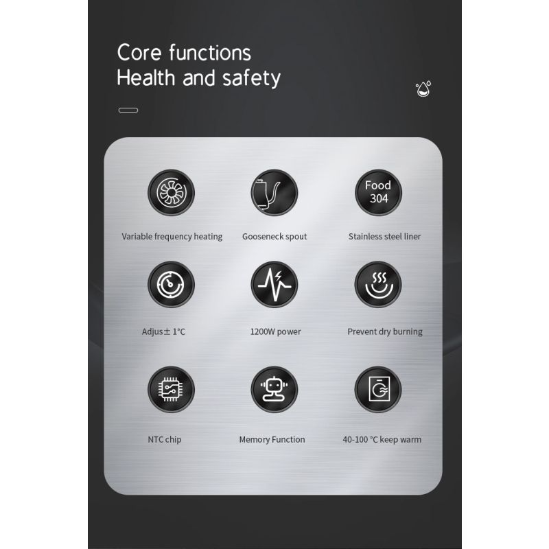 Hervidor eléctrico con cuello de cisne, control de temperatura en tiempo real, caldera de agua caliente