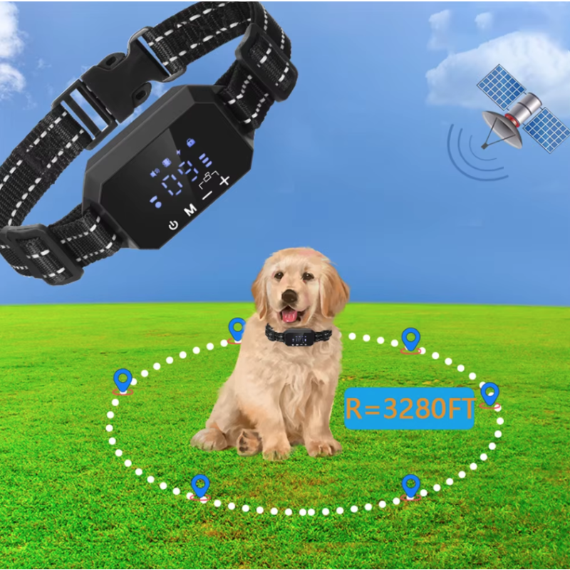 Valla inalámbrica GPS para perros con vibración y descarga eléctrica, alcance de 100 a 3300 pies, intensidad de advertencia ajustable, recargable, contenedor para mascotas
