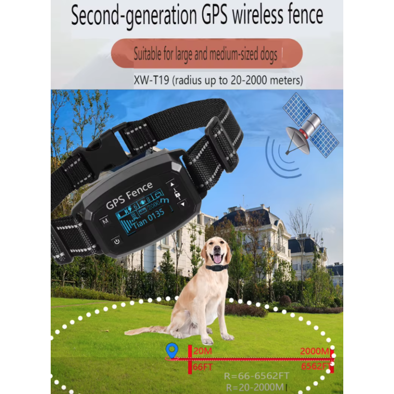 Sistema de cerca inalámbrica con GPS para perros, dispositivo antiladridos automático, inteligente y eléctrico, collar de entrenamiento con choque y pantalla OLED.