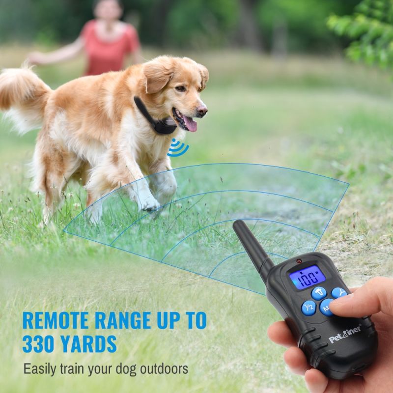 PetraReer 998D 300m Cuello de perros eléctrico remoto de choque de choque Vibración recargable recargable de impermeable Collar de entrenamiento de perros con pantalla LCD