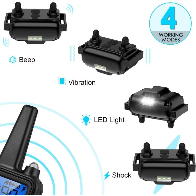 800m Electric Dog Training Colllar PET control remoto impermeable recargable con pantalla LCD para todo el tamaño de la vibración de choque