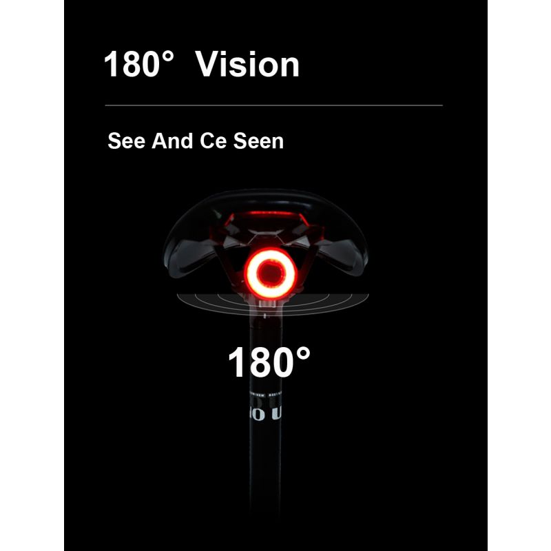 Smart Bicycle Tail Trasero Luz Auto Start Detener Freno IPX6 Impermeable Usb Carga Ciclismo Tailight Bike Led Lights