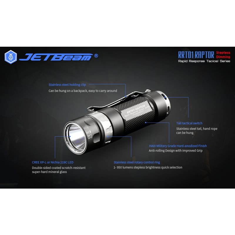 JETBEAM JET-RRT01 XP-L 950 LUMEN LED FLORTE DE EDC