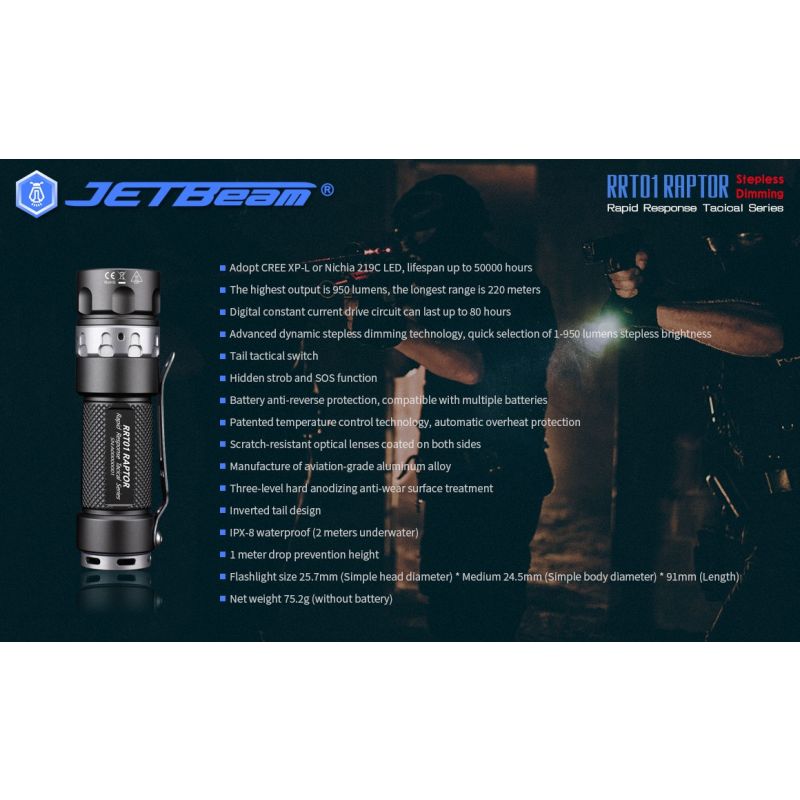 JETBEAM JET-RRT01 XP-L 950 LUMEN LED FLORTE DE EDC