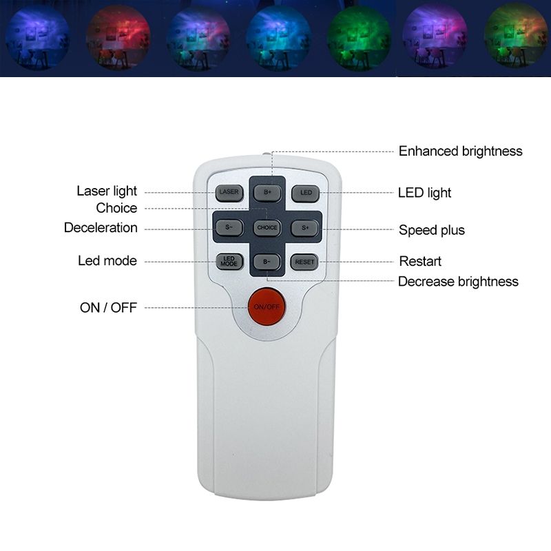 Láser estrellado cielo proyector noche luz 7 colores 360 grados rotación galaxia proyección lámpara ambiente ambiente iluminación de la noche regalo