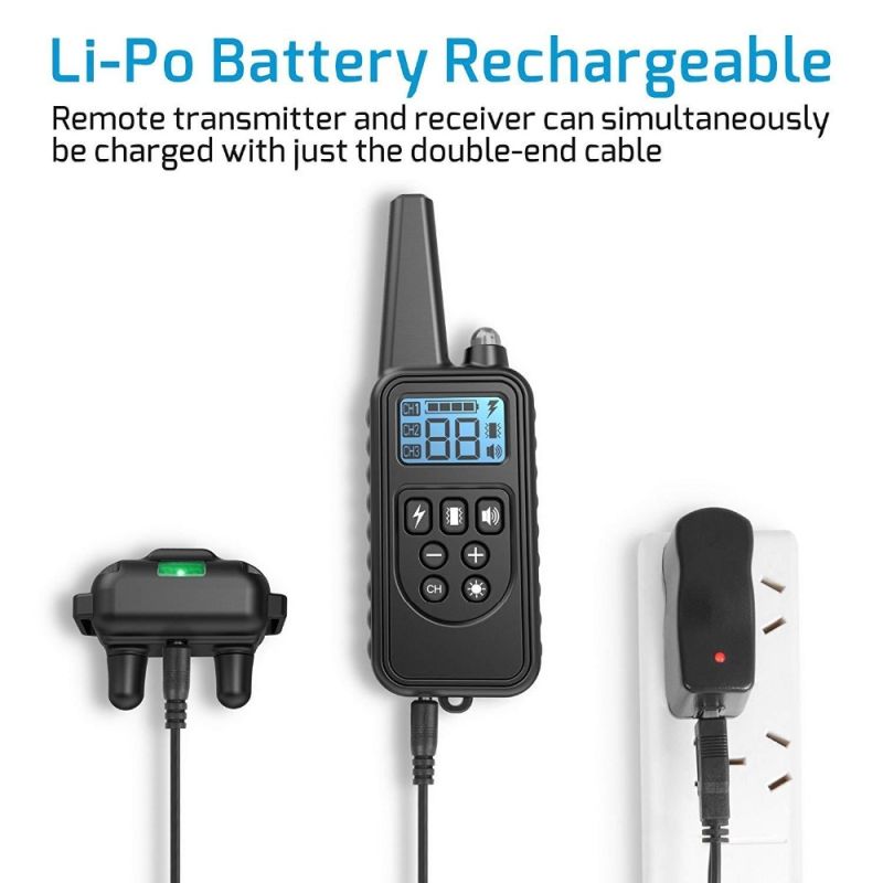 Entrenamiento eléctrico de perros con collar de pantalla LCD Cuello de control remoto recargable de parada de corteza resistente al agua para el sonido de la vibración de choque