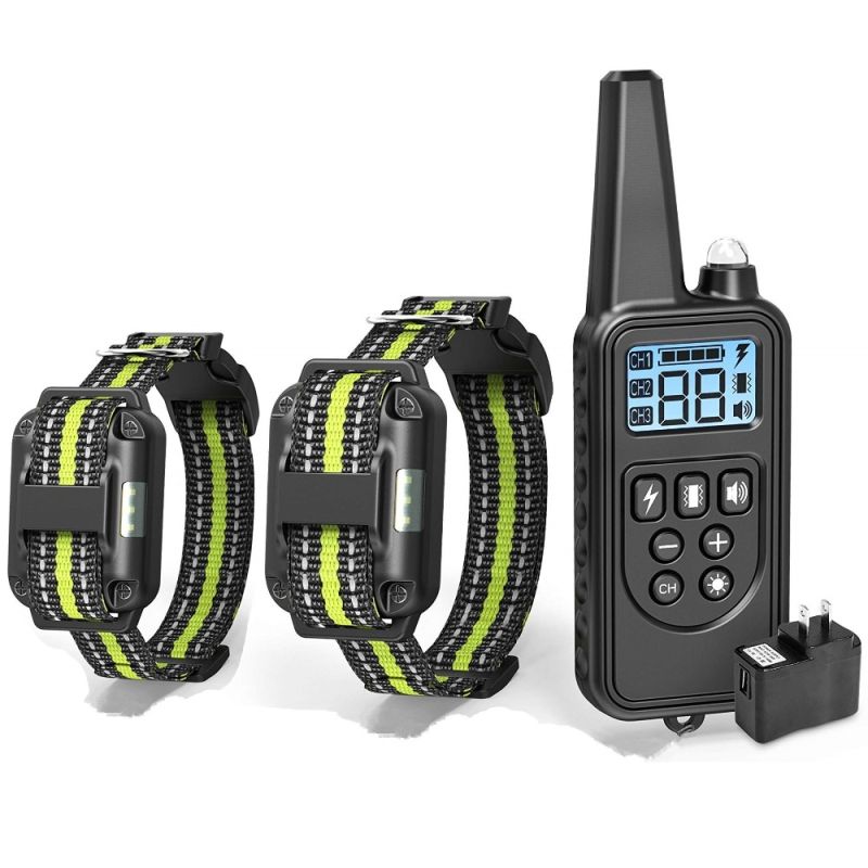 Entrenamiento eléctrico de perros con collar de pantalla LCD Cuello de control remoto recargable de parada de corteza resistente al agua para el sonido de la vibración de choque