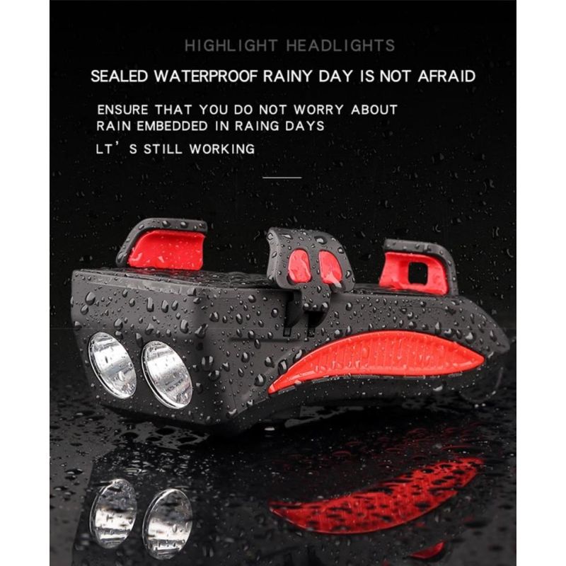 Multifunción 4 en 1 MTB Luz de bicicleta USB Recargable LED Lámpara de cabeza de bicicleta Bicicleta Teléfono Teléfono Teléfono Powerbank Ciclismo Frente Luz