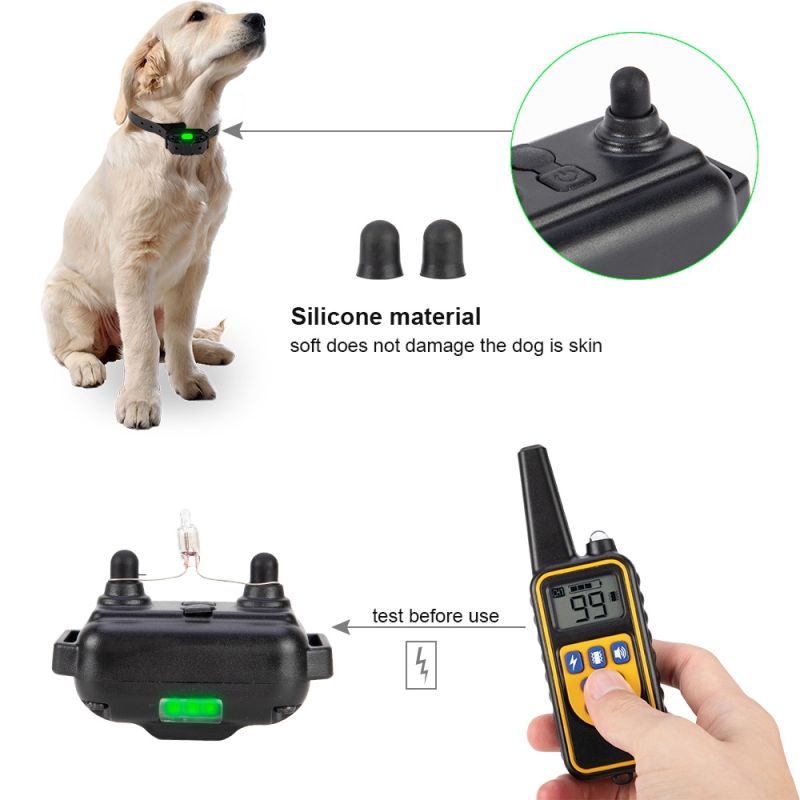 800m Electric Dog Training Colllar PET control remoto impermeable recargable con pantalla LCD para todo el tamaño de la vibración de choque