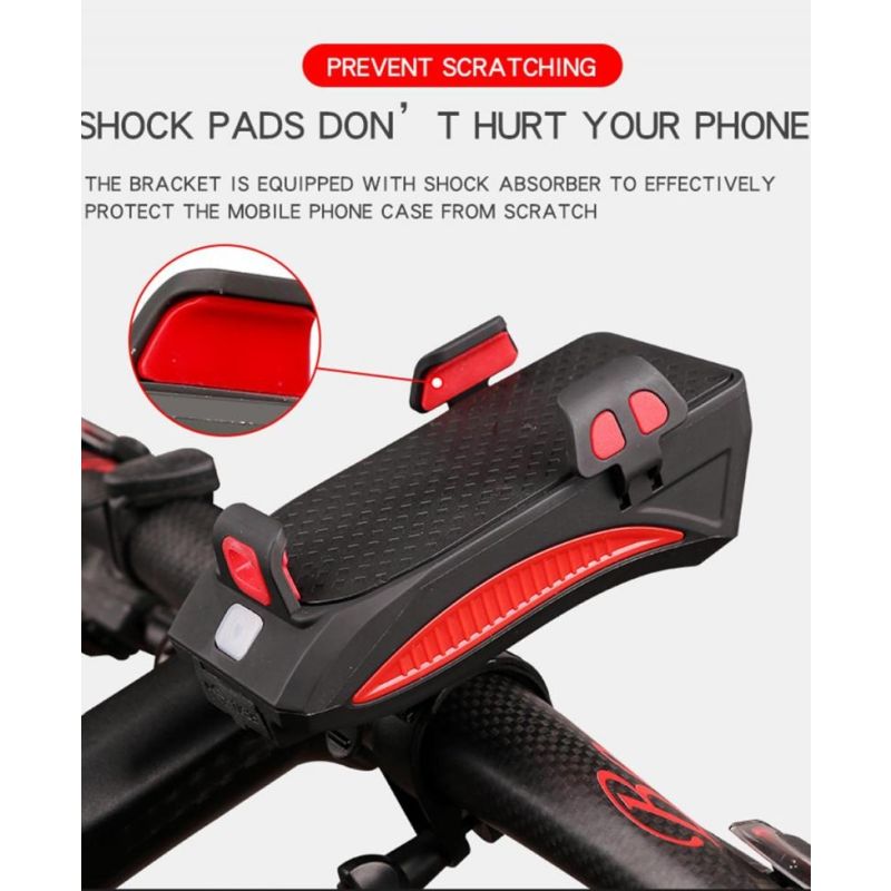 Multifunción 4 en 1 MTB Luz de bicicleta USB Recargable LED Lámpara de cabeza de bicicleta Bicicleta Teléfono Teléfono Teléfono Powerbank Ciclismo Frente Luz