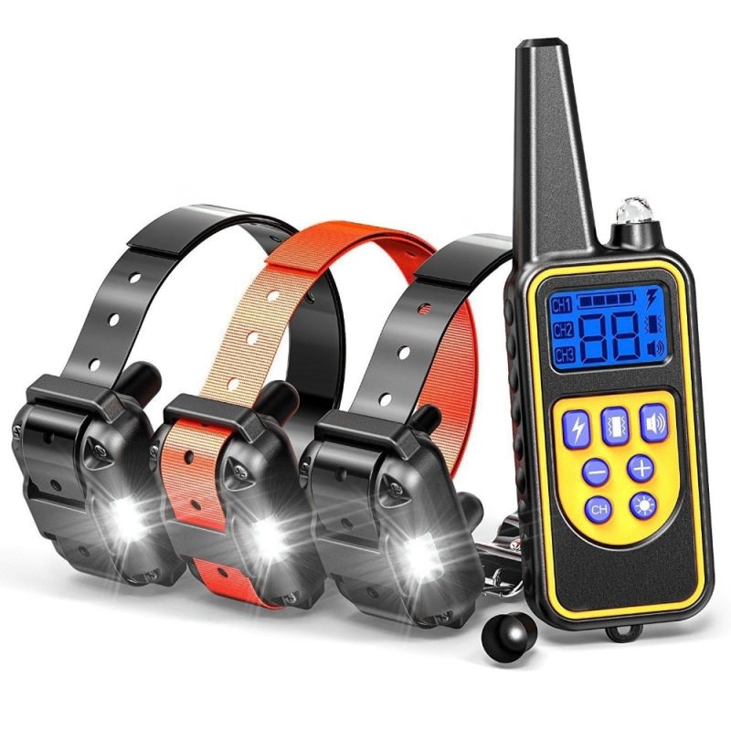 Pantalla LCD recargable recargable de collar de entrenamiento de perros eléctrico 800YD para todos los tamizs Modo de vibración de choque