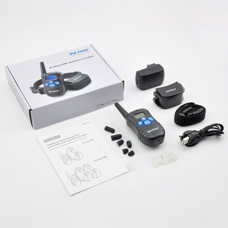 PetraReer 998D 300m Cuello de perros eléctrico remoto de choque de choque Vibración recargable recargable de impermeable Collar de entrenamiento de perros con pantalla LCD
