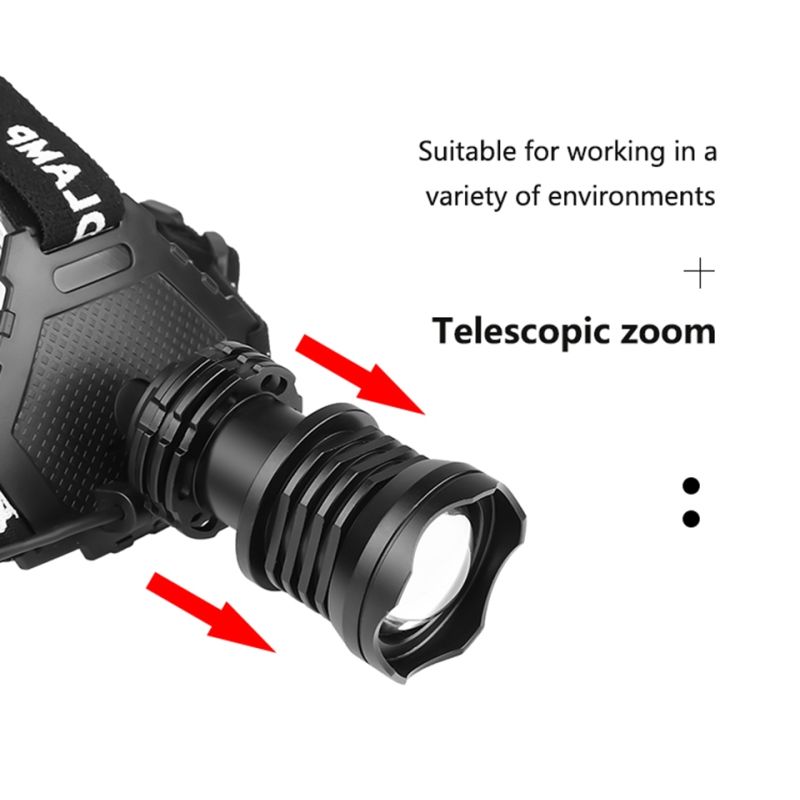 Lámpara de cabeza de 8000LM Lámpara de cabeza de 8000lm de 8000lm de 8000lm USB Faro recargable USB Amplio zoom Amplia luz de pesca Uso 18650 Batería