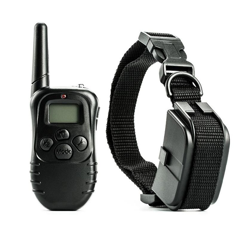 300M Electricero eléctrico de entrenamiento de perros, control remoto impermeable, control remoto, con control remoto LCD para todo tamaño, choque de vibración, collar de mascotas de sonido