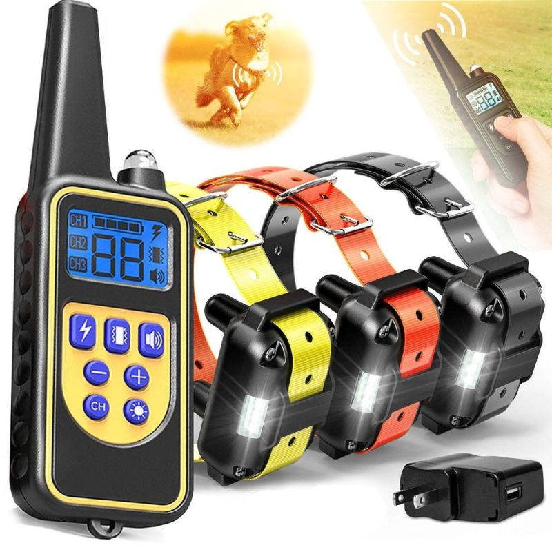 Pantalla LCD recargable recargable de collar de entrenamiento de perros eléctrico 800YD para todos los tamizs Modo de vibración de choque