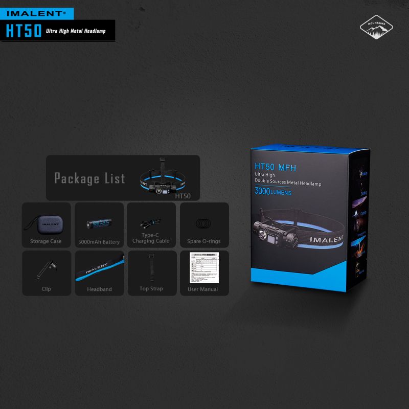 Linterna frontal con dos fuentes de luz LED IMALENT HT50