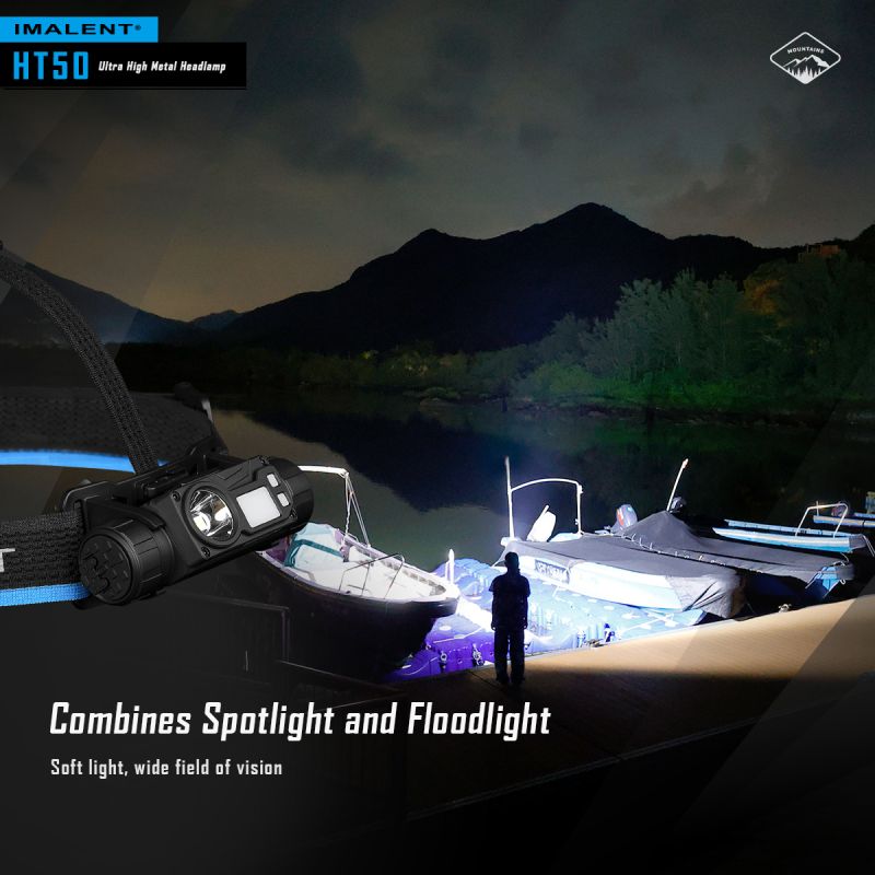 Linterna frontal con dos fuentes de luz LED IMALENT HT50