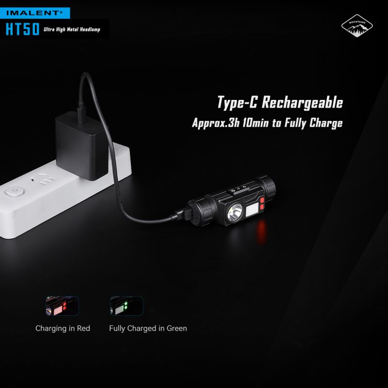 Linterna frontal con dos fuentes de luz LED IMALENT HT50