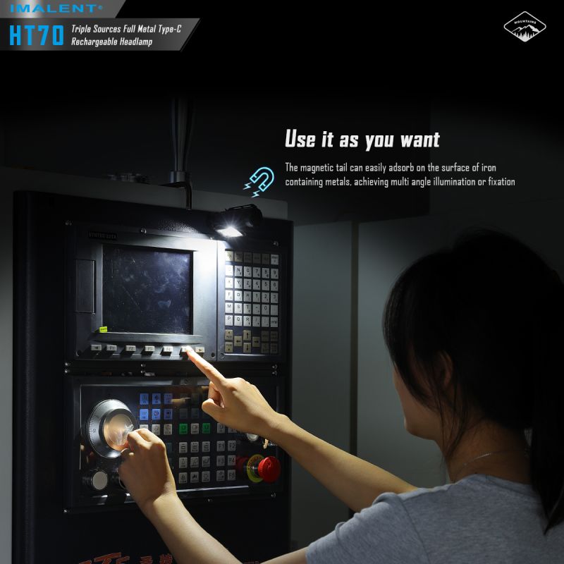 Linterna frontal con triple fuente de luz IMALENT HT70