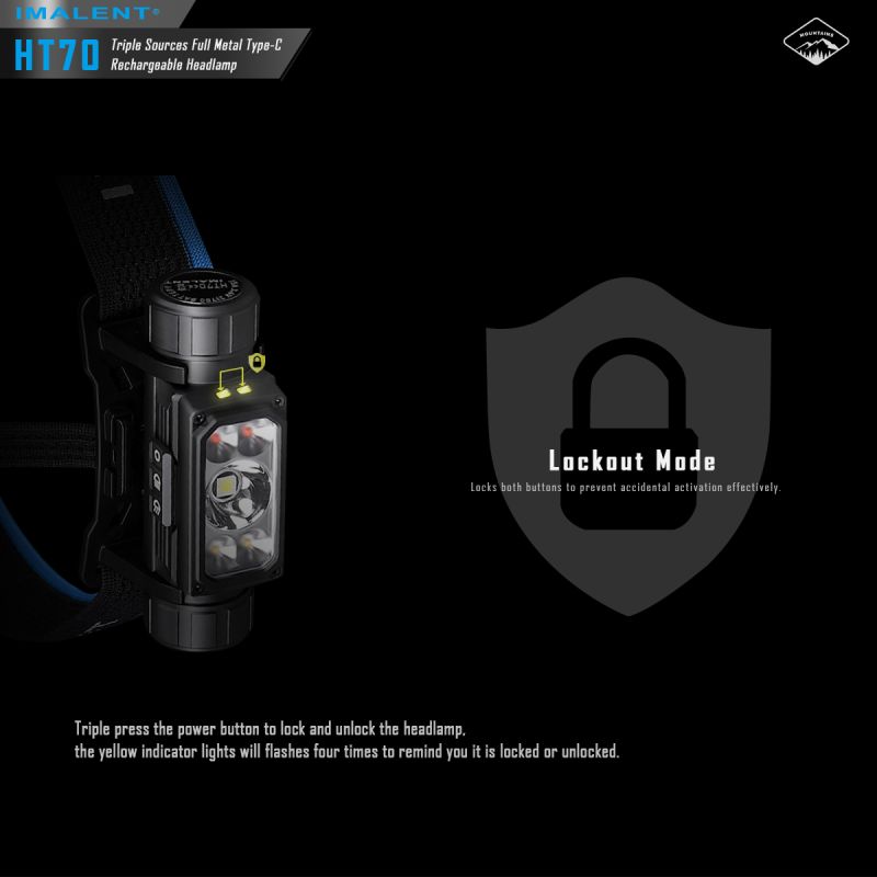 Linterna frontal con triple fuente de luz IMALENT HT70