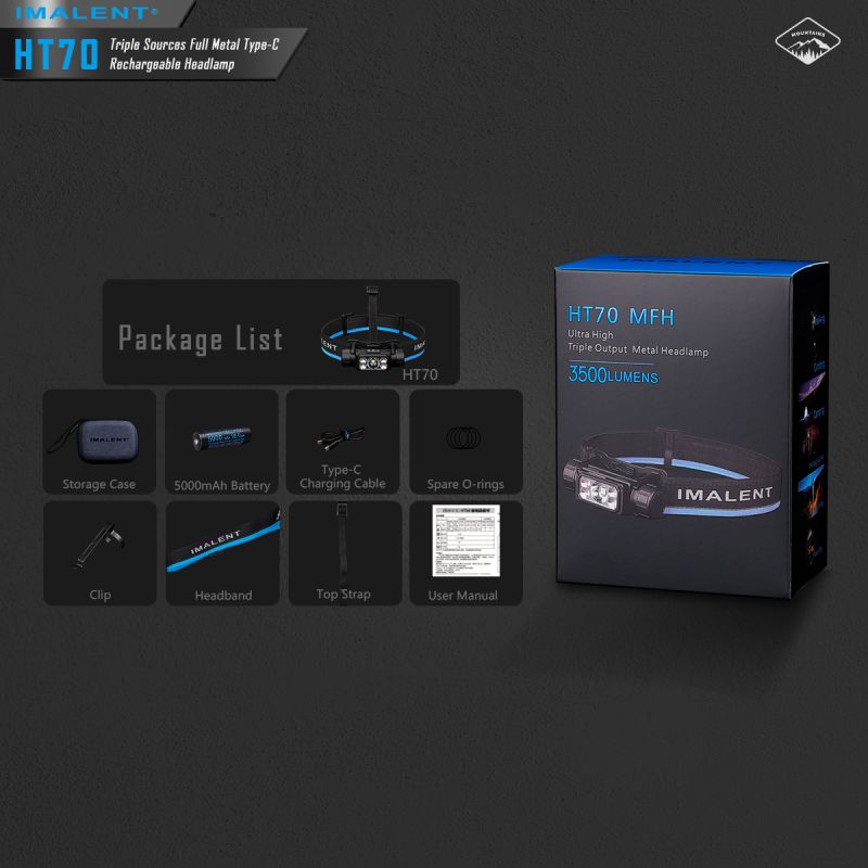 Linterna frontal con triple fuente de luz IMALENT HT70