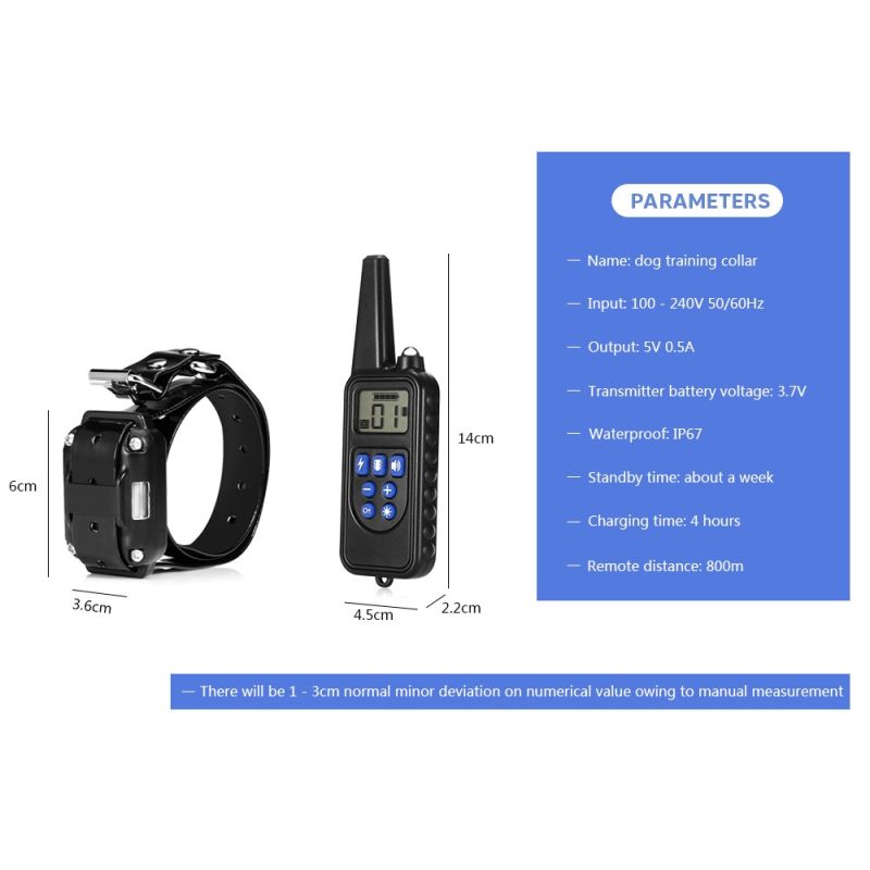 2020 Nuevo 800M Electric Training Collan Colllar PET control remoto impermeable recargable con pantalla LCD para todo el tamaño de la vibración de choque