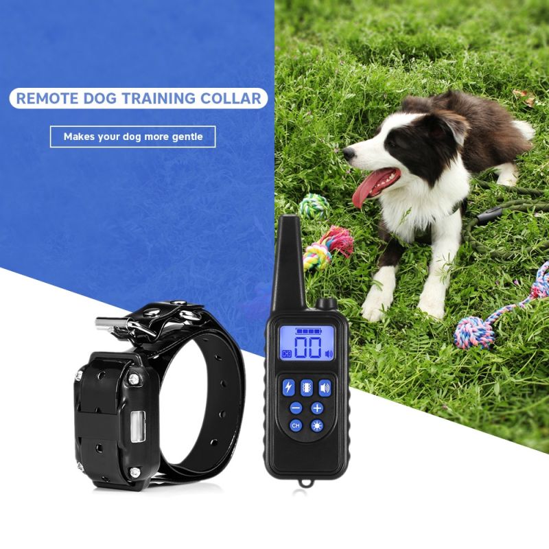 2020 Nuevo 800M Electric Training Collan Colllar PET control remoto impermeable recargable con pantalla LCD para todo el tamaño de la vibración de choque